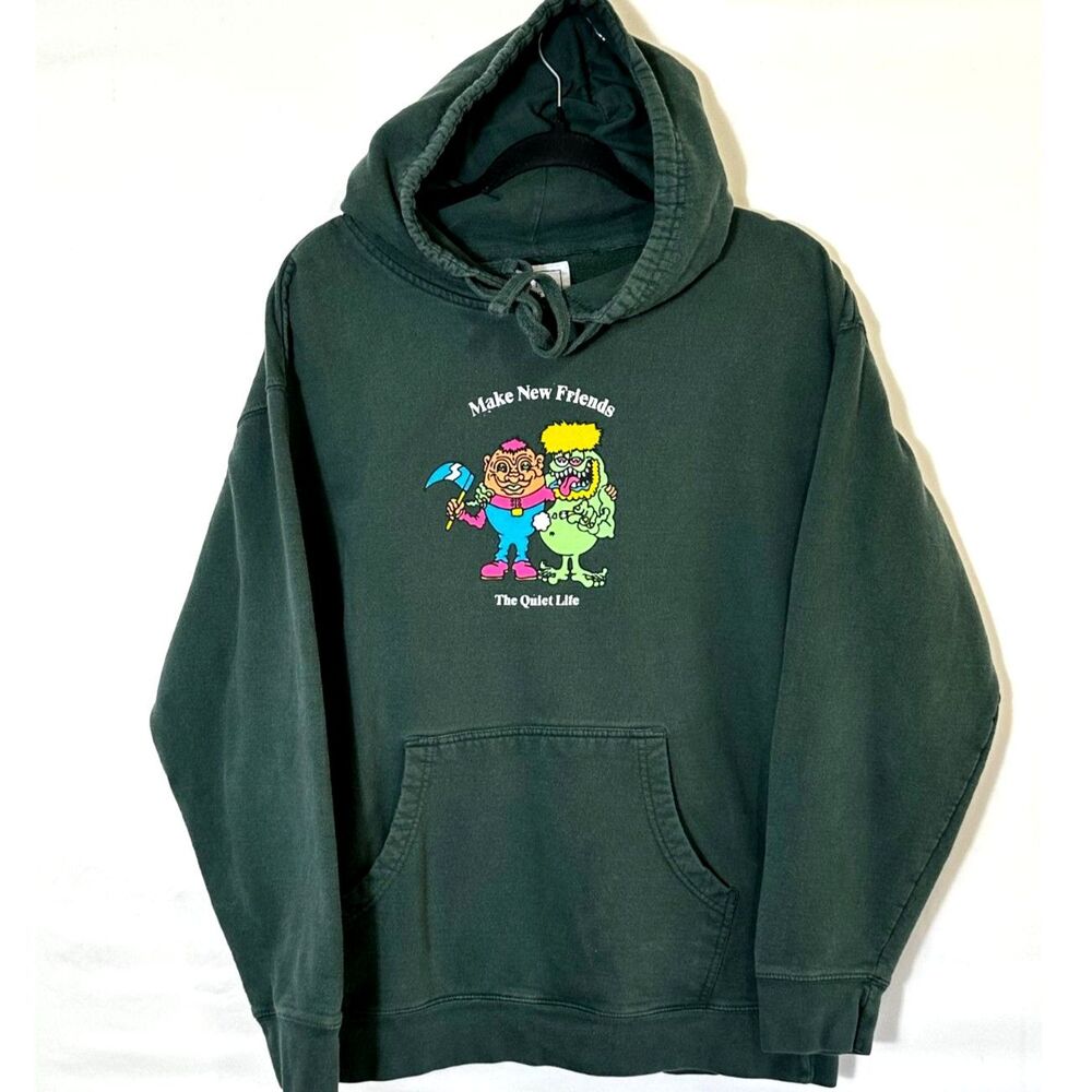 The Quiet Live Women's Forest Green "Make New Friends" Graphic Hoodie Size L